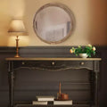 Miroir mural rond en rotin naturel