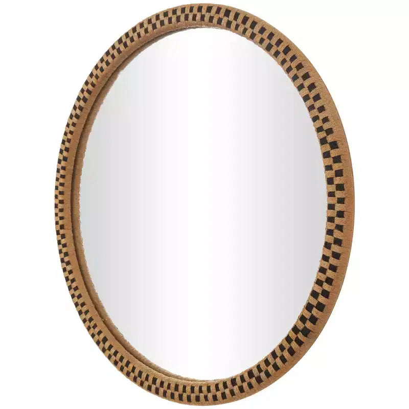 Miroir mural en treillis tissé à la main en bois