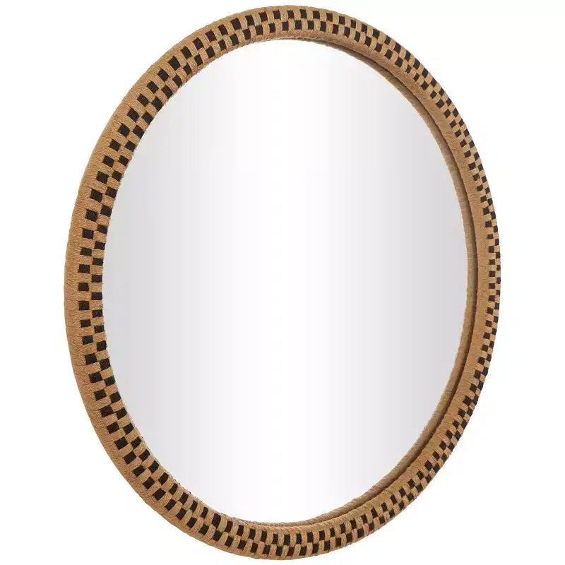 Miroir mural en treillis tissé à la main en bois
