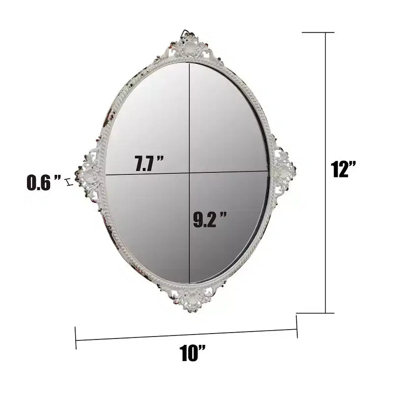 Miroir mural ovale en métal antique