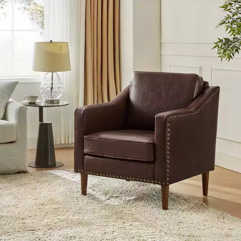 Fauteuil en similicuir végétalien de style transitionnel