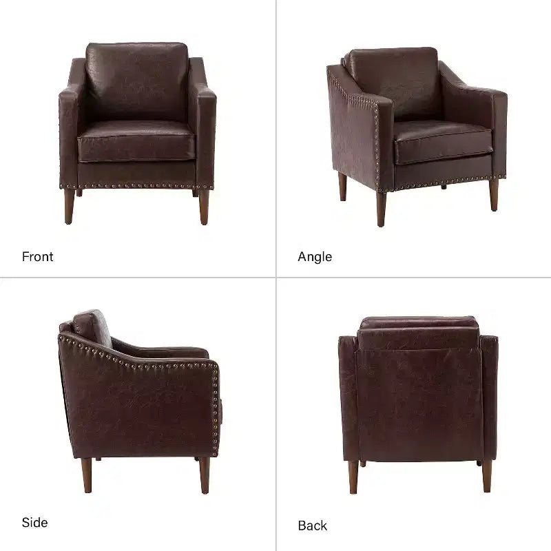 Fauteuil en similicuir végétalien de style transitionnel