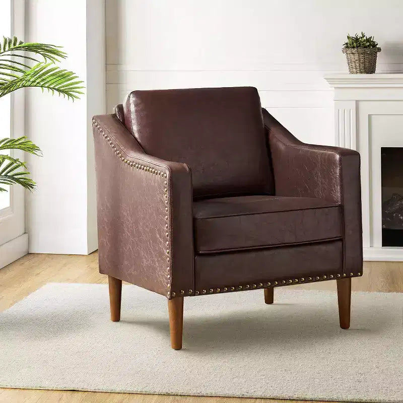 Fauteuil en similicuir végétalien de style transitionnel