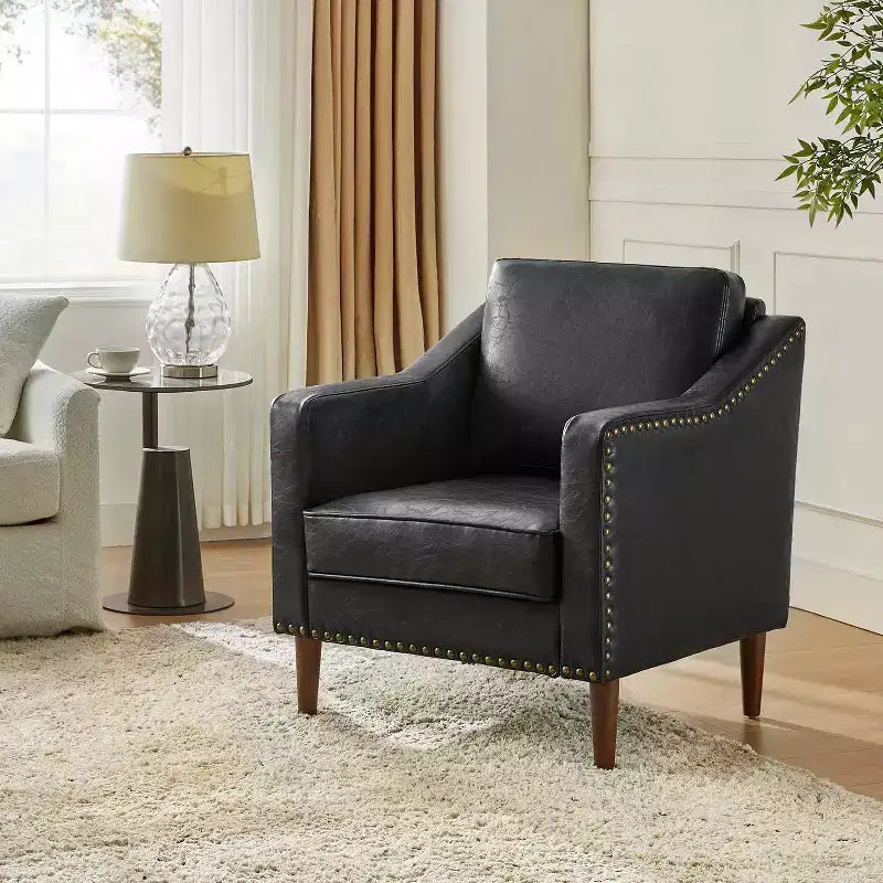 Fauteuil en similicuir végétalien de style transitionnel