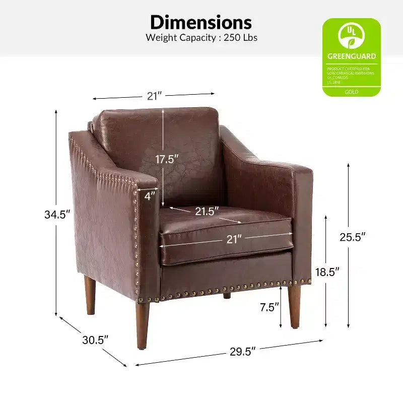 Fauteuil en similicuir végétalien de style transitionnel