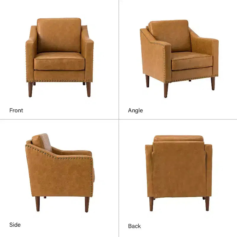 Fauteuil en similicuir végétalien de style transitionnel