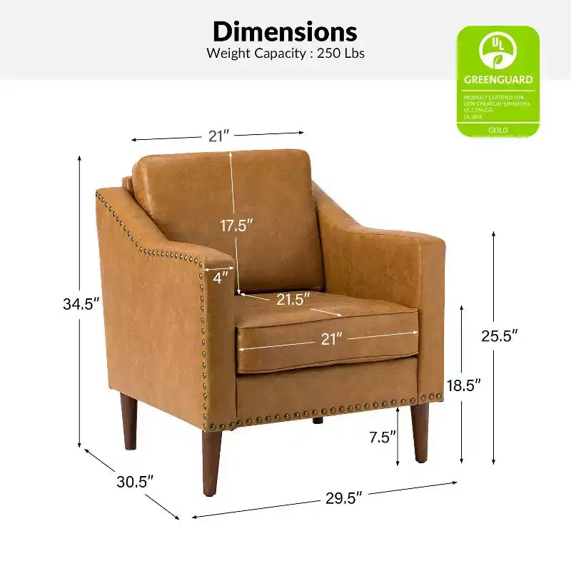 Fauteuil en similicuir végétalien de style transitionnel