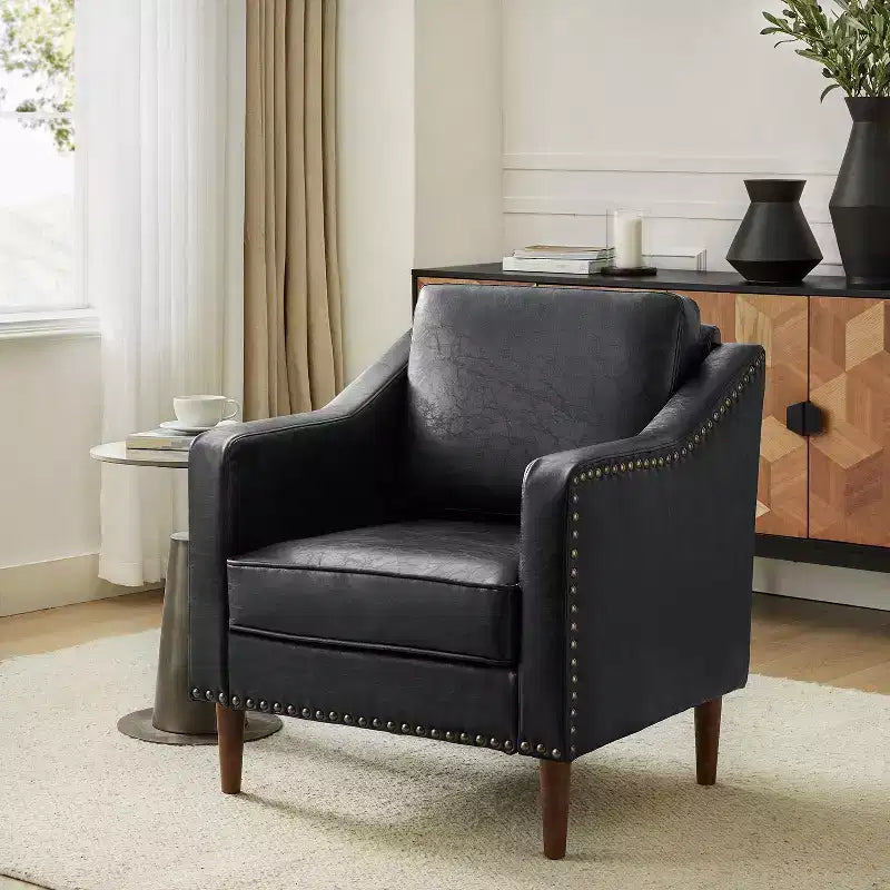 Fauteuil en similicuir végétalien de style transitionnel