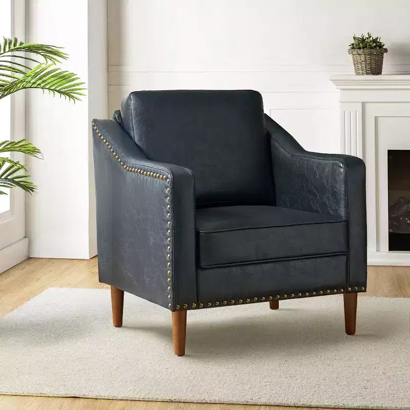 Fauteuil en similicuir végétalien de style transitionnel