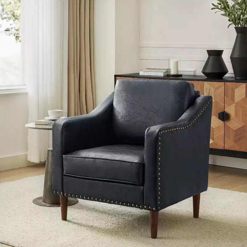 Fauteuil en similicuir végétalien de style transitionnel