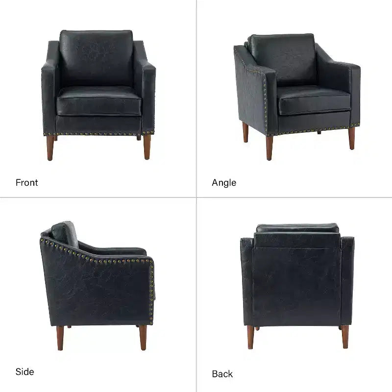 Fauteuil en similicuir végétalien de style transitionnel