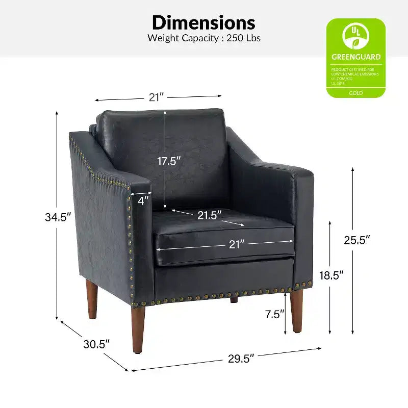 Fauteuil en similicuir végétalien de style transitionnel