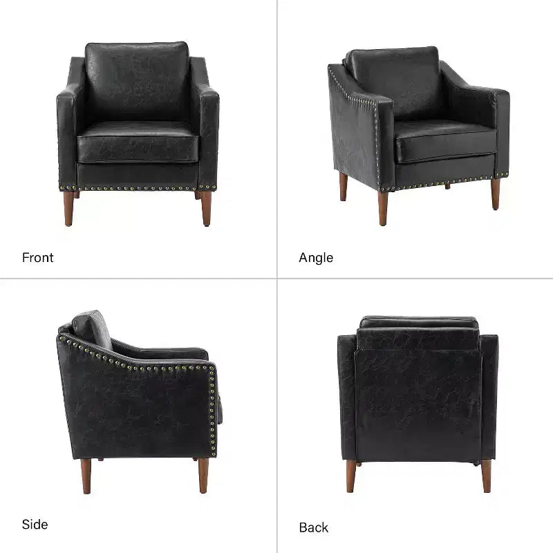 Fauteuil en similicuir végétalien de style transitionnel
