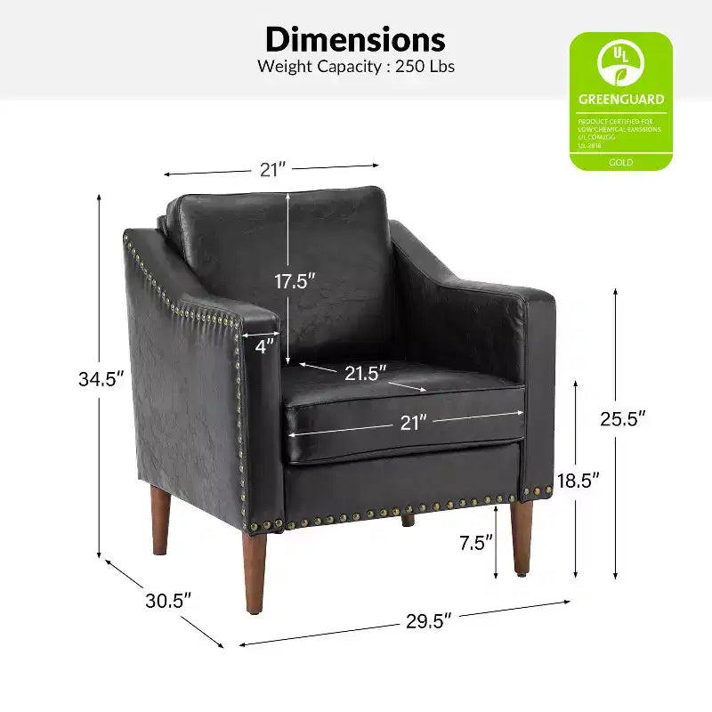 Fauteuil en similicuir végétalien de style transitionnel