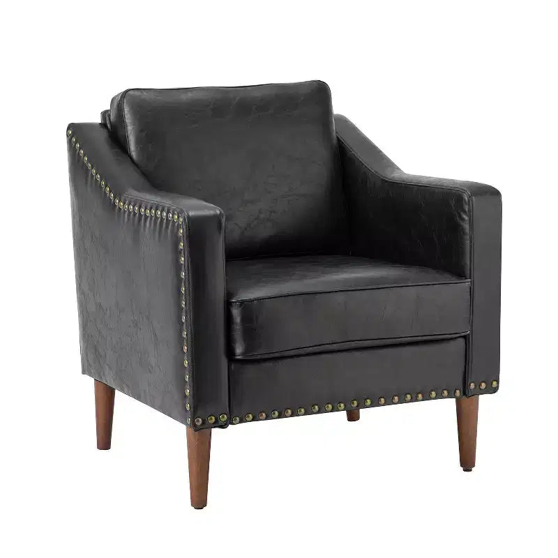 Fauteuil en similicuir végétalien de style transitionnel