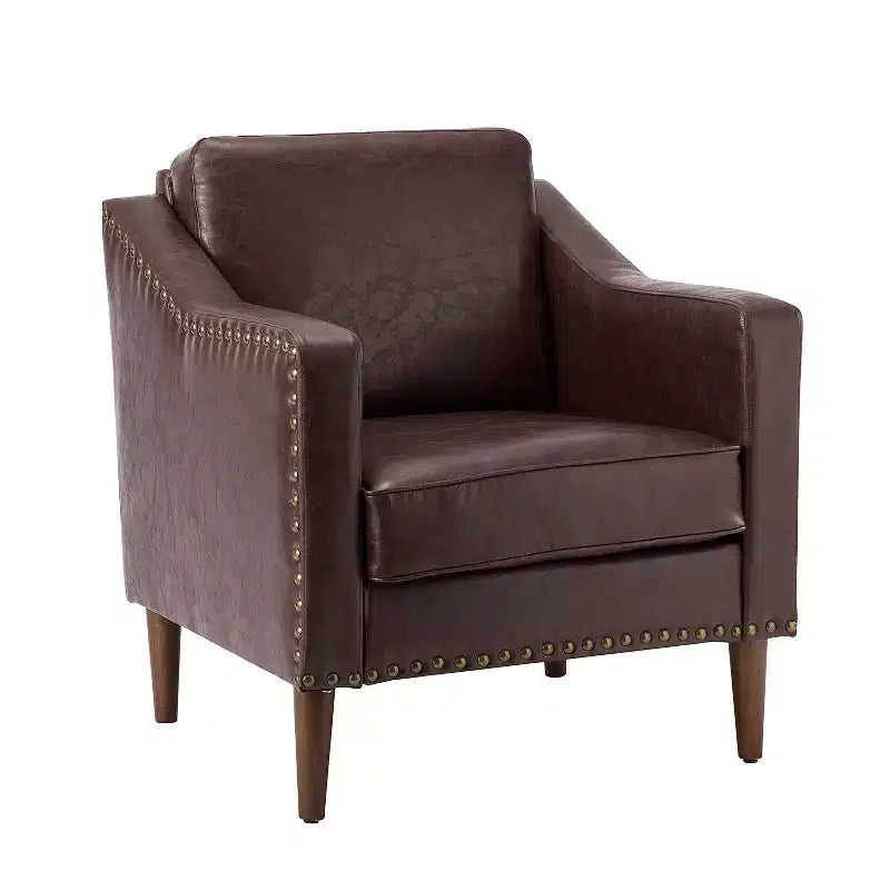 Fauteuil en similicuir végétalien de style transitionnel