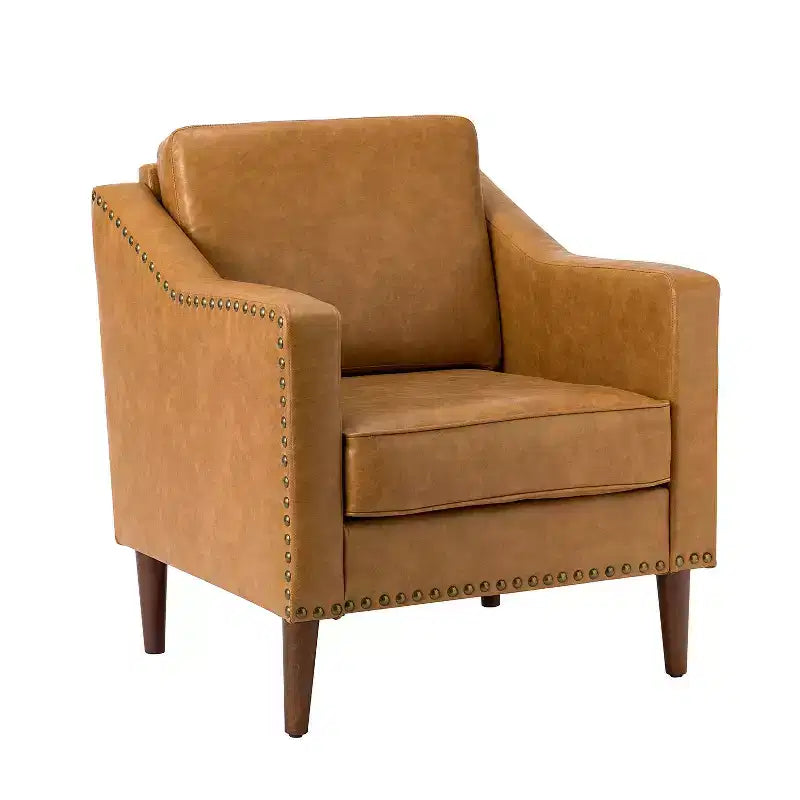 Fauteuil en similicuir végétalien de style transitionnel