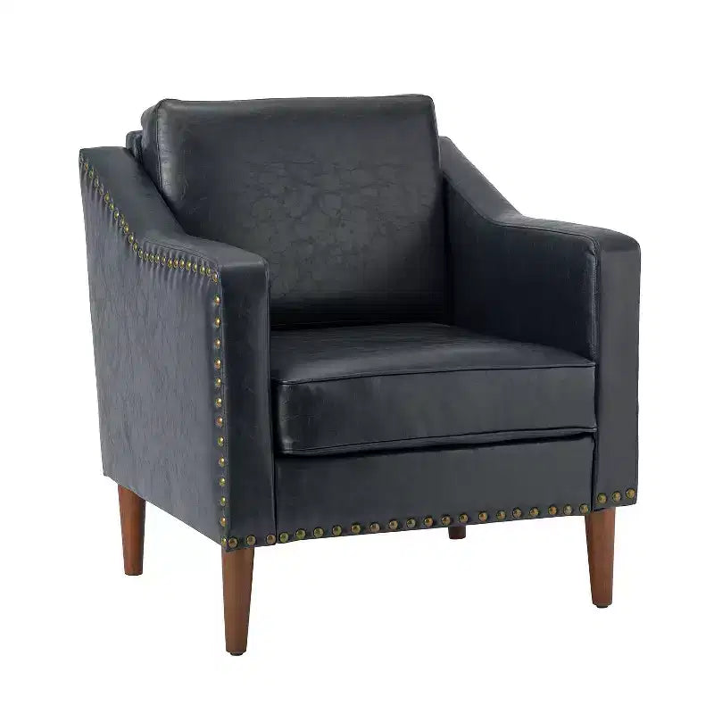 Fauteuil en similicuir végétalien de style transitionnel