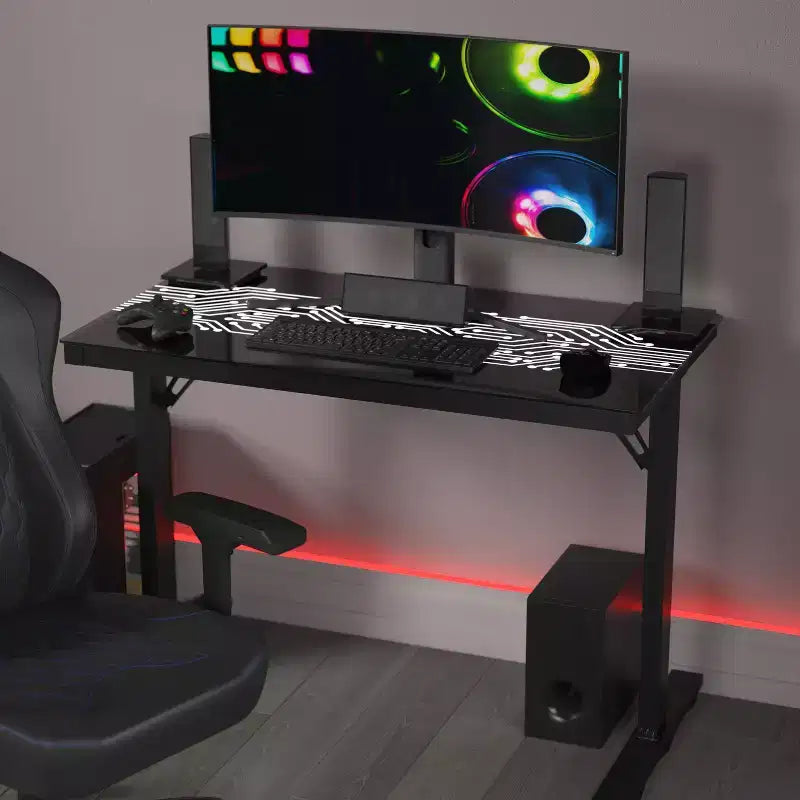 Table de jeu LED à changement de couleur inspirée des circuits imprimés