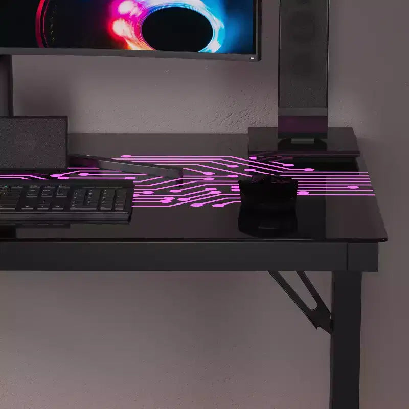 Table de jeu LED à changement de couleur inspirée des circuits imprimés