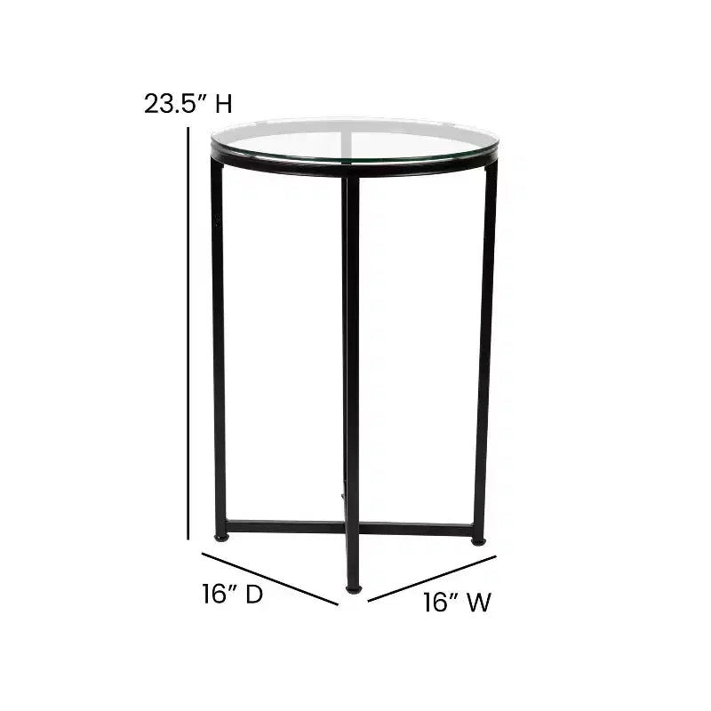 Table basse en verre avec piètement métallique croisé