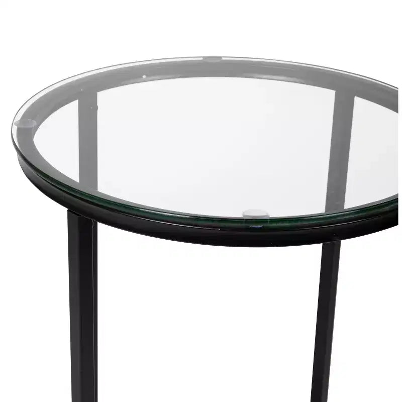 Table basse en verre avec piètement métallique croisé