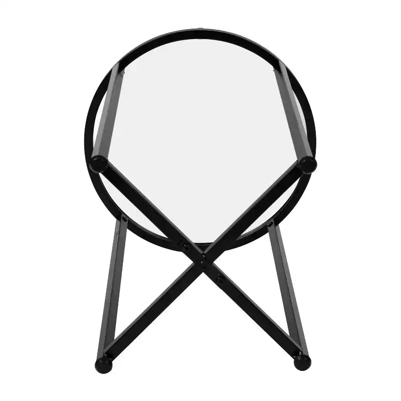 Table basse en verre avec piètement métallique croisé