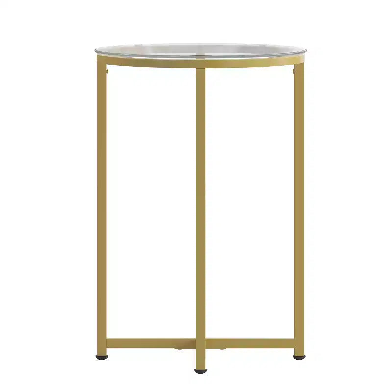 Table basse en verre avec piètement métallique croisé