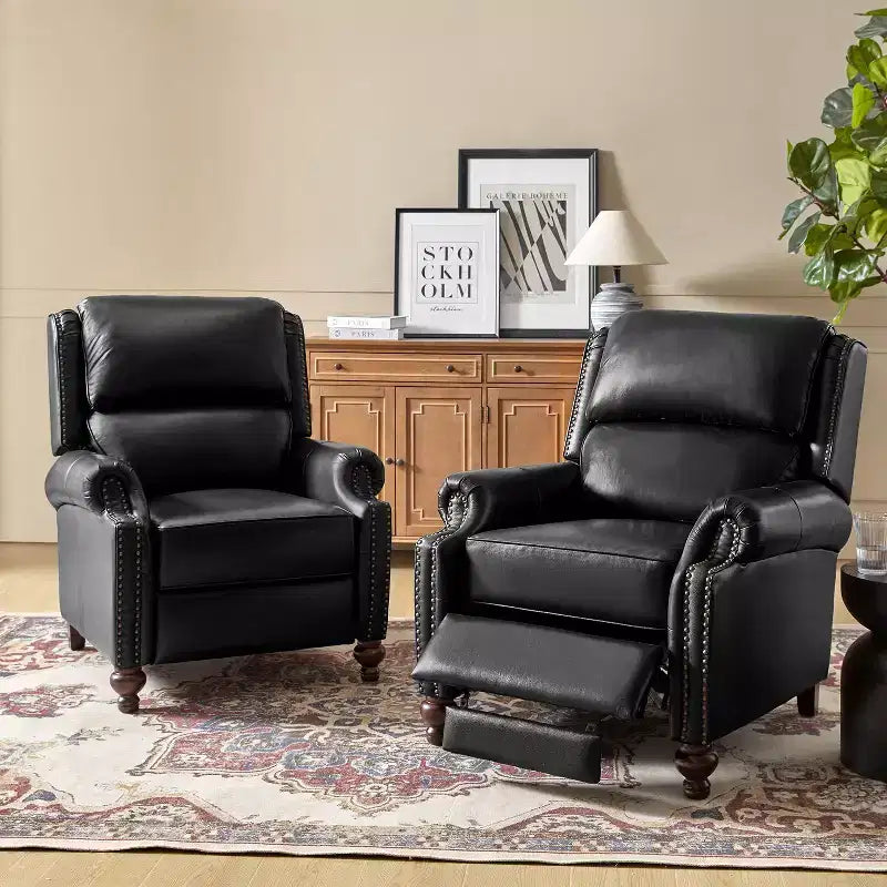 Fauteuil relax en cuir véritable à oreilles moderne