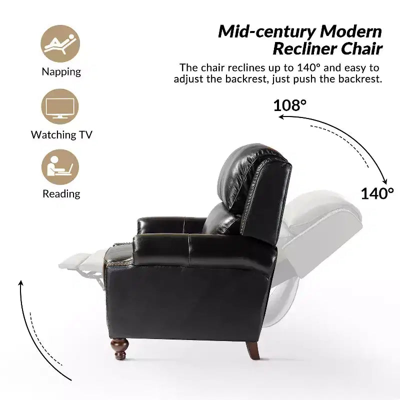 Fauteuil relax en cuir véritable à oreilles moderne