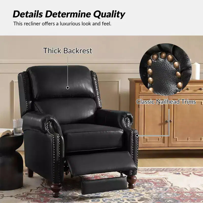 Fauteuil relax en cuir véritable à oreilles moderne