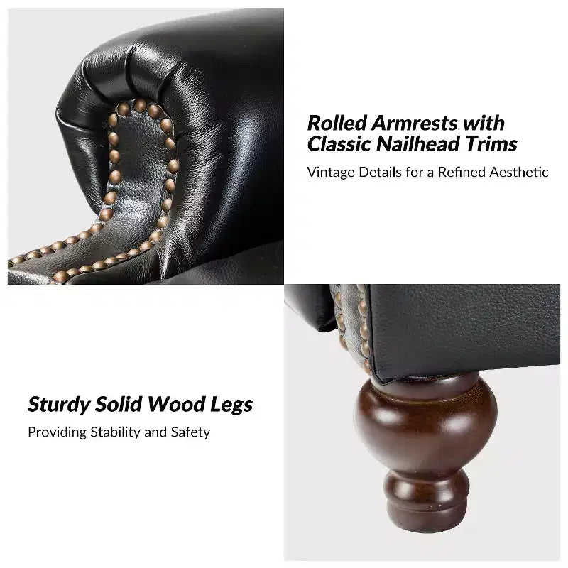 Fauteuil relax en cuir véritable à oreilles moderne