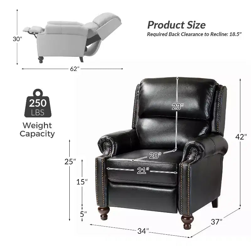 Fauteuil relax en cuir véritable à oreilles moderne
