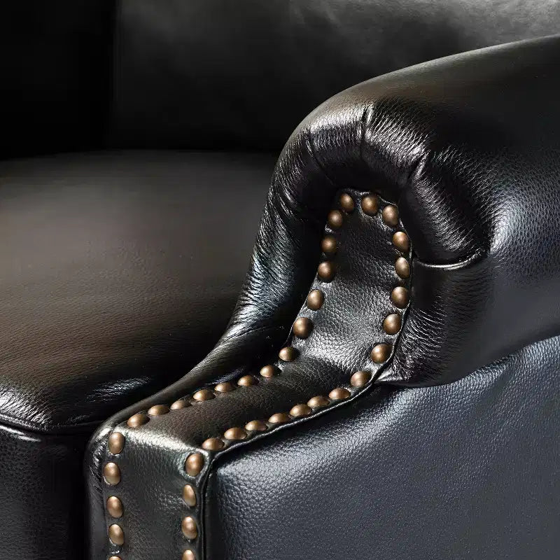 Fauteuil relax en cuir véritable à oreilles moderne