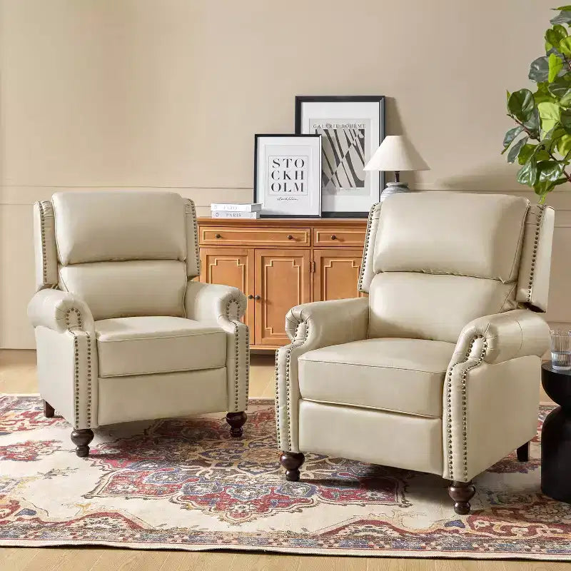 Fauteuil relax en cuir véritable à oreilles moderne