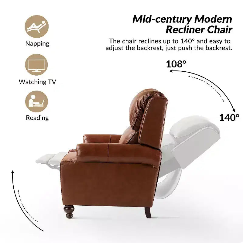 Fauteuil relax en cuir véritable à oreilles moderne