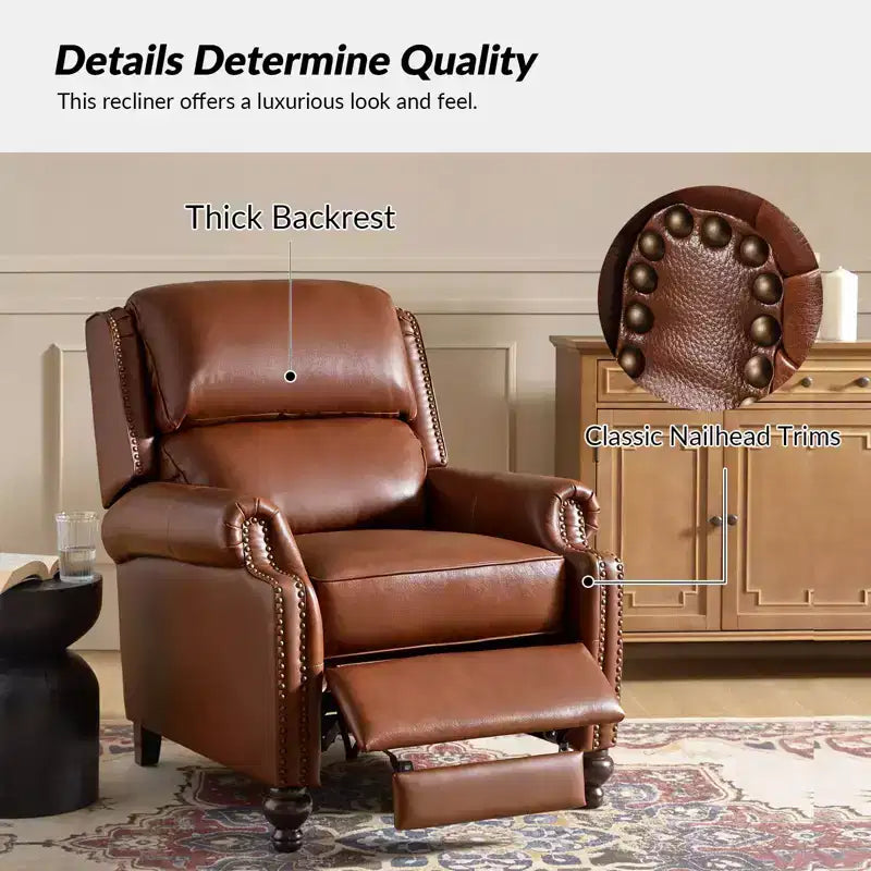 Fauteuil relax en cuir véritable à oreilles moderne