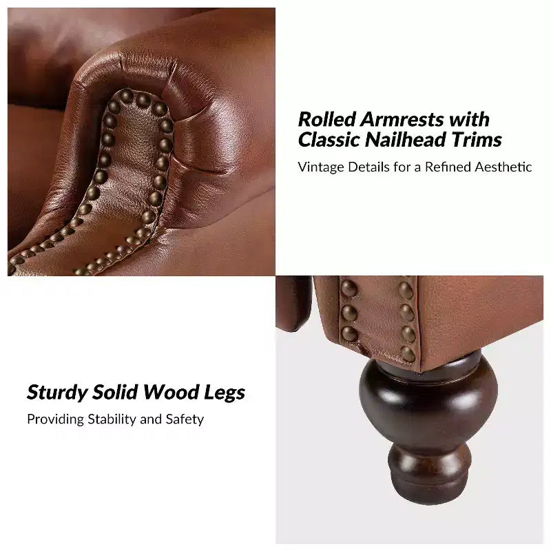 Fauteuil relax en cuir véritable à oreilles moderne