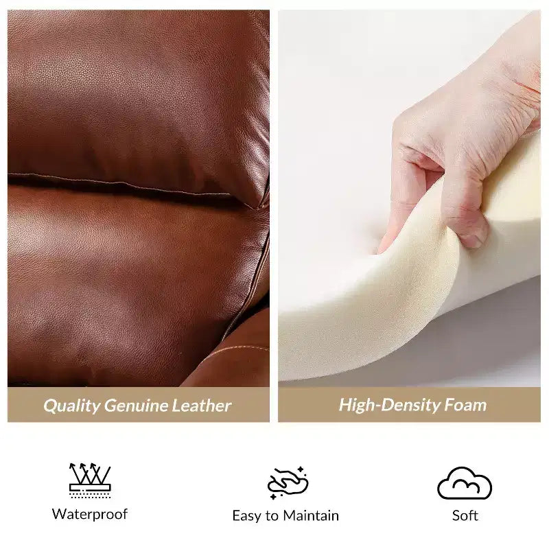Fauteuil relax en cuir véritable à oreilles moderne