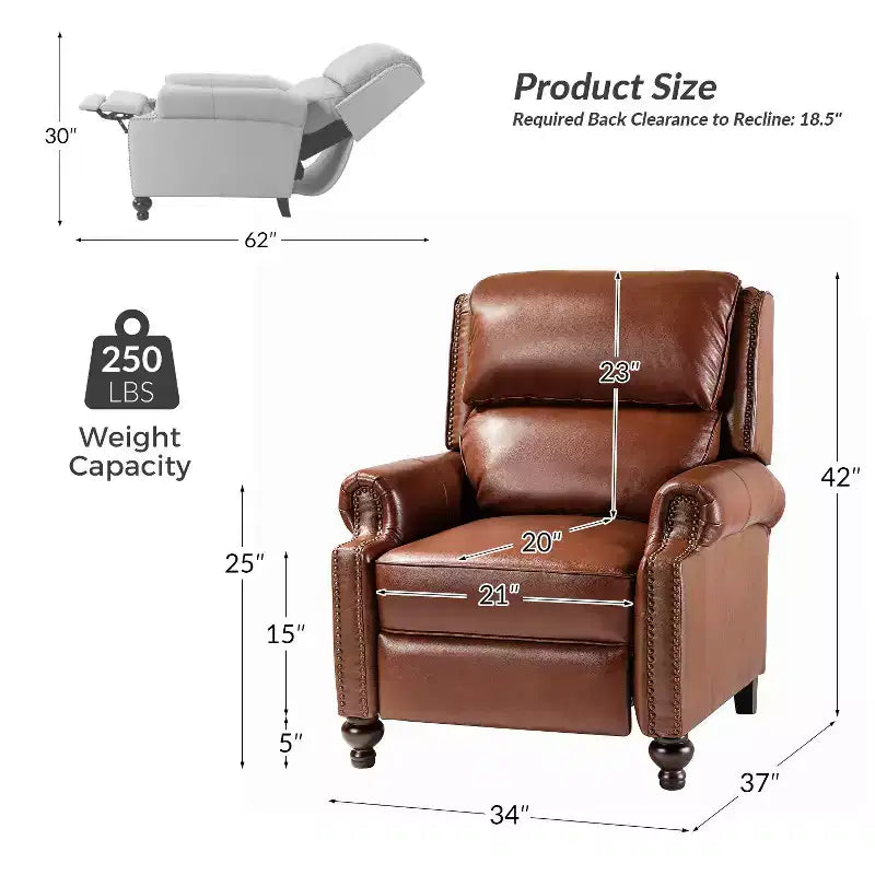 Fauteuil relax en cuir véritable à oreilles moderne