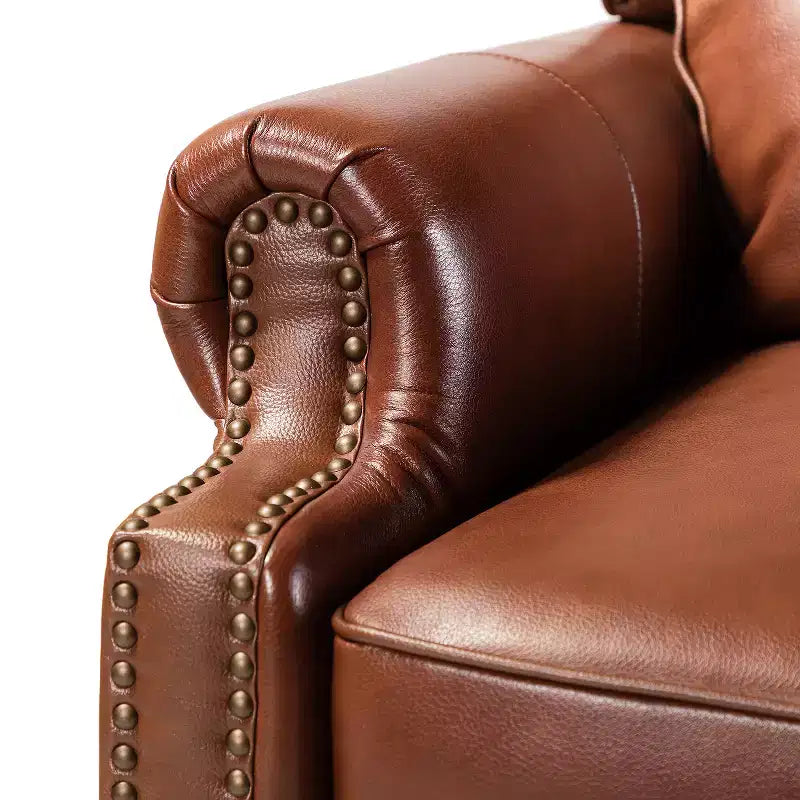 Fauteuil relax en cuir véritable à oreilles moderne
