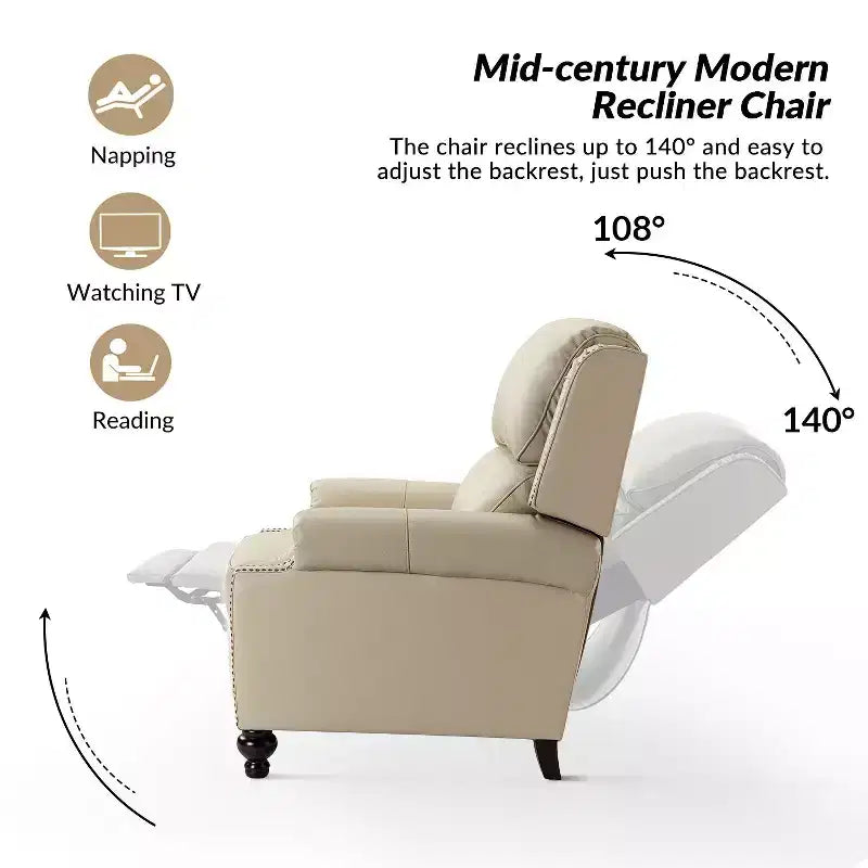 Fauteuil relax en cuir véritable à oreilles moderne