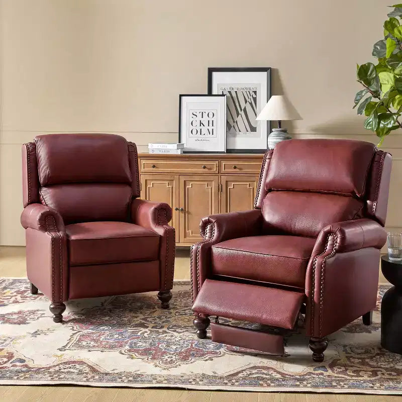 Fauteuil relax en cuir véritable à oreilles moderne