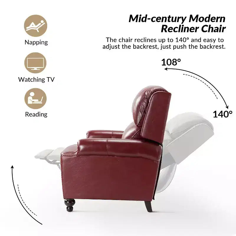 Fauteuil relax en cuir véritable à oreilles moderne