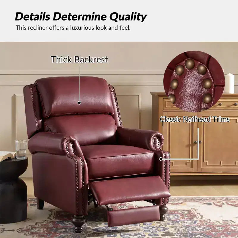Fauteuil relax en cuir véritable à oreilles moderne