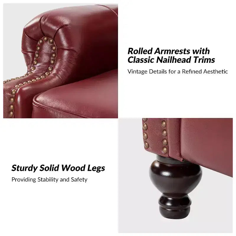 Fauteuil relax en cuir véritable à oreilles moderne