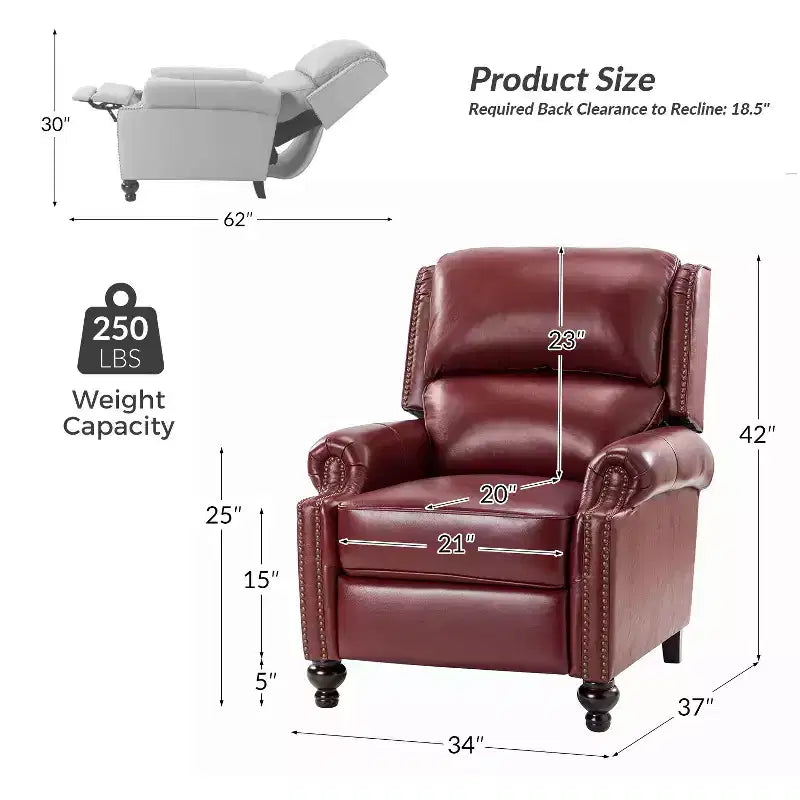 Fauteuil relax en cuir véritable à oreilles moderne