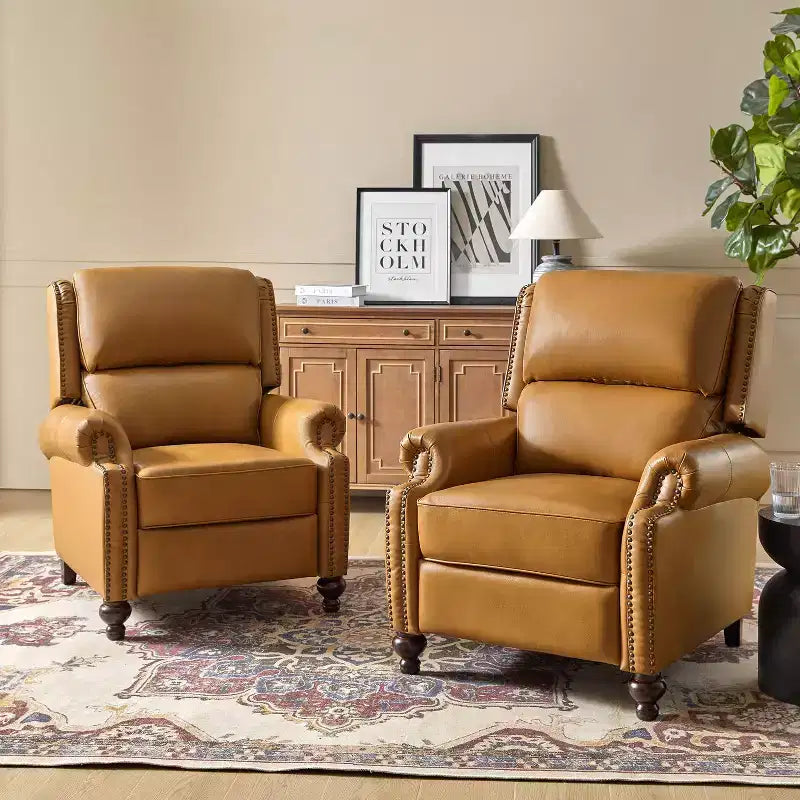 Fauteuil relax en cuir véritable à oreilles moderne
