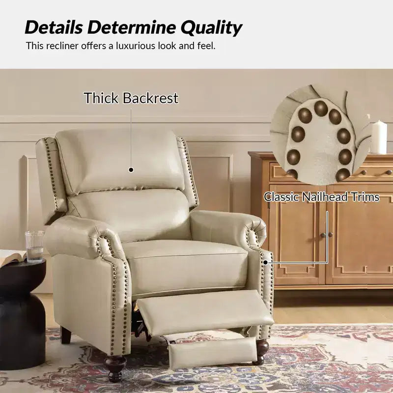 Fauteuil relax en cuir véritable à oreilles moderne