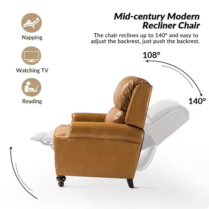 Fauteuil relax en cuir véritable à oreilles moderne